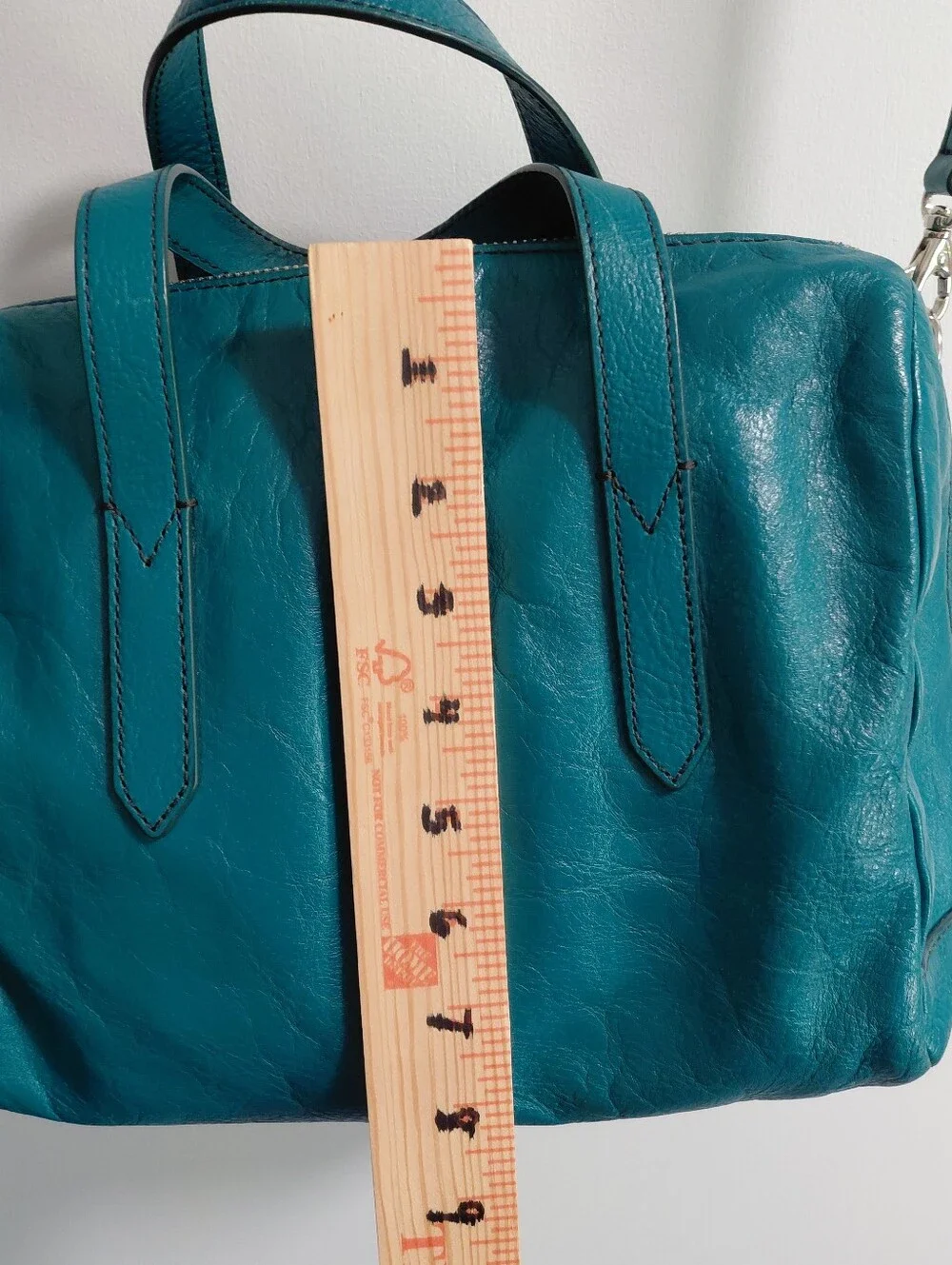 Fossil Teal Leather Satchel Bag Purse With Removable Strap